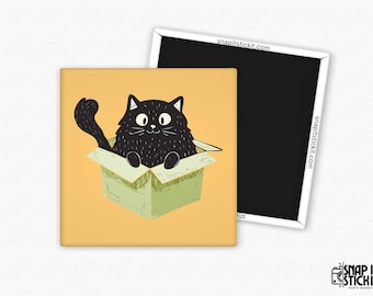 Funny Black Cat Magnet: Kawaii Fridge Decor, Cat Lover Gift