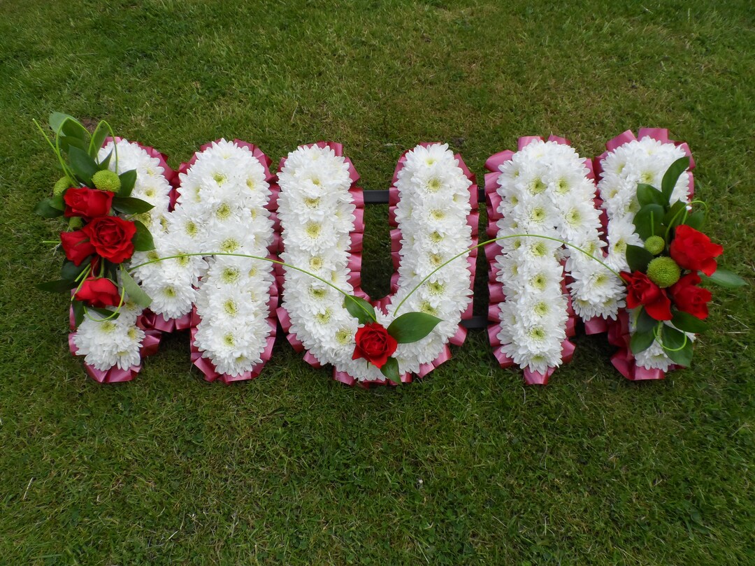 Funeral Single Named Letter Fresh Flower Tribute With Personalisation ...