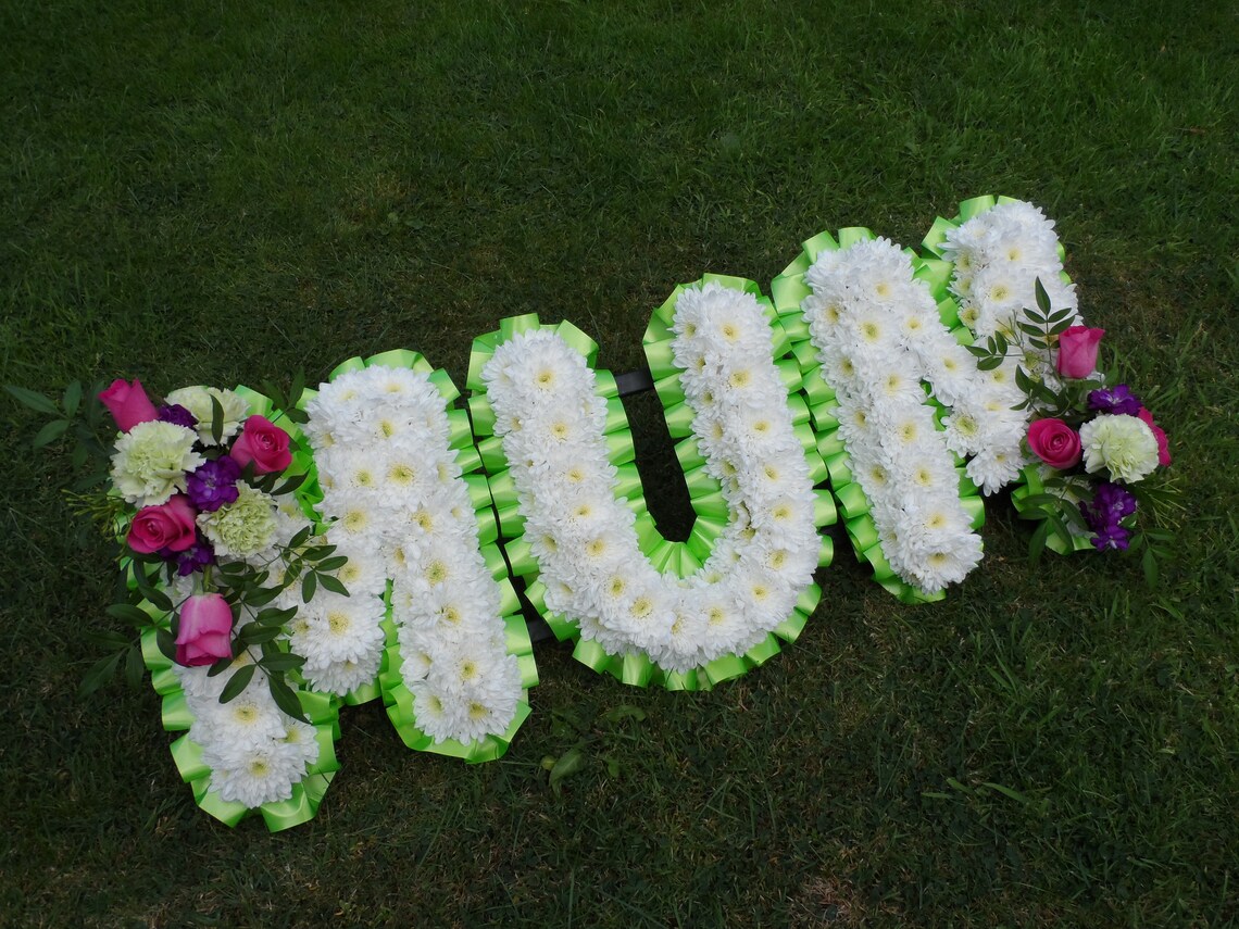 Funeral Single Named Letter Fresh Flower Tribute With Personalisation ...