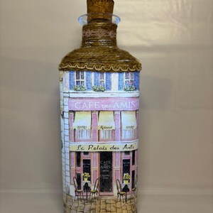 Exclusieve handgemaakte glazen fles met vintage Paris Street Cafe LED-licht - Uniek en stijlvol interieur