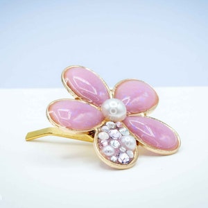 Opal Resin Flower Crystal & Pearl Hair Pin Hook for Updos and Ponytails | Custom Color Available