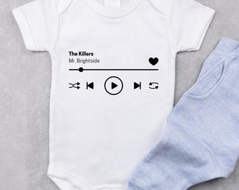 Music Player Baby Grow | Song Lyrics Baby Grow | Favourite Song | Baby Vest | Baby Bodysuit | Trendy baby | New Baby gift |