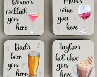 Personalised Drinks Coaster | Drink Goes Here | Custom Coaster | Printed Coaster | Coaster Stocking Filler | Name Coaster | Quote Coaster