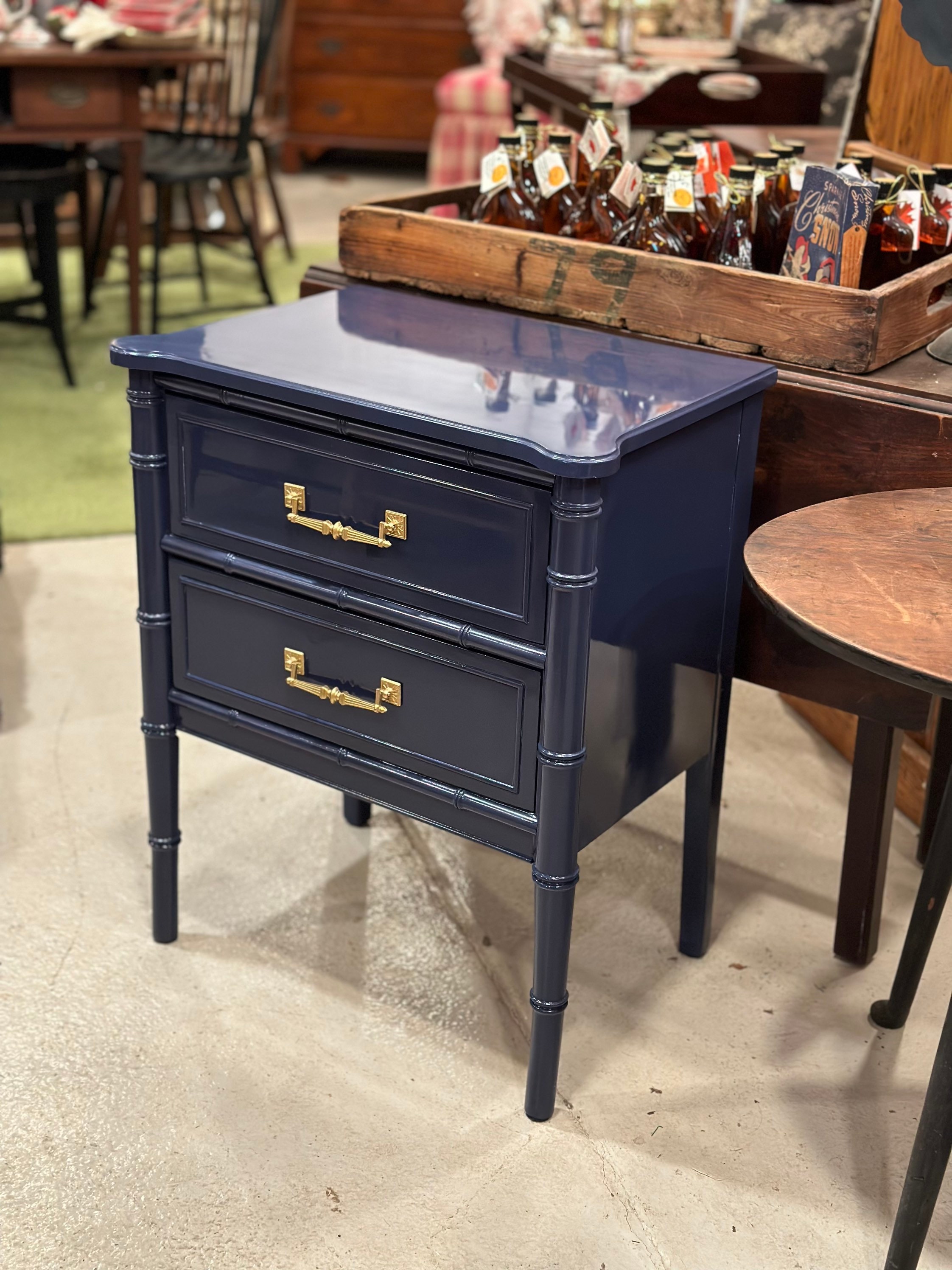 Navy sale bamboo nightstand