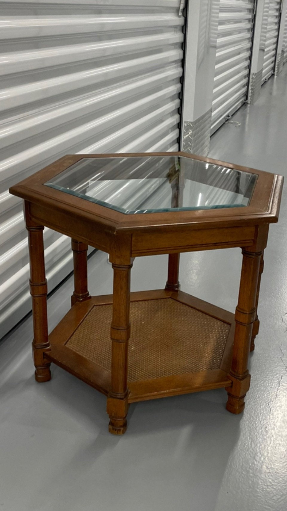 Faux Bamboo Side Table With Glass Top Etsy