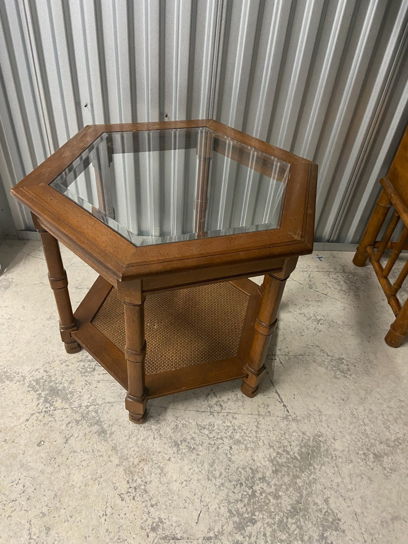 Faux Bamboo Side Table With Glass Top Etsy