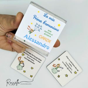 Scatoline per Bomboniere comunione, battesimo, compleanno, cresima, tema Piccolo Principe, scatoline trasparenti con confetti, segnaposto