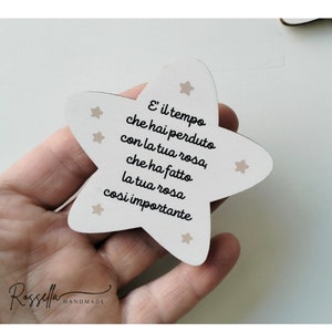 Magneti in legno a forma di stella con frasi motivazionali, bomboniera o segnaposto battesimo, prima comunione, cresima, regalo maestre