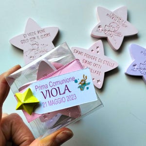 Bomboniere Prima Comunione bimba tema Piccolo Principe, scatoline complete con confetti e calamite con frasi motivazionali,