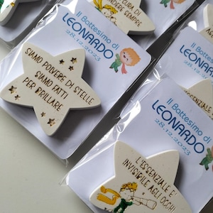 Segnaposto Piccolo Principe con confetti, bomboniere Prima comunione e battesimo bambino, stelle, frasi motivazionali