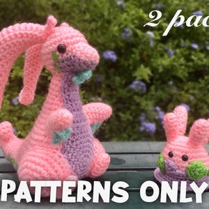 MUSTERPAKET - Mini Goomi & Goo Drache Niedliches Häkelmuster Anleitung (2er Pack)