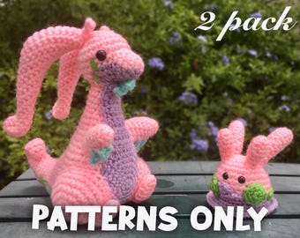 PATTERN PACK- Mini Goomi & Goo Dragon Cute Crochet Plush Pattern Instructions (2 Pack)