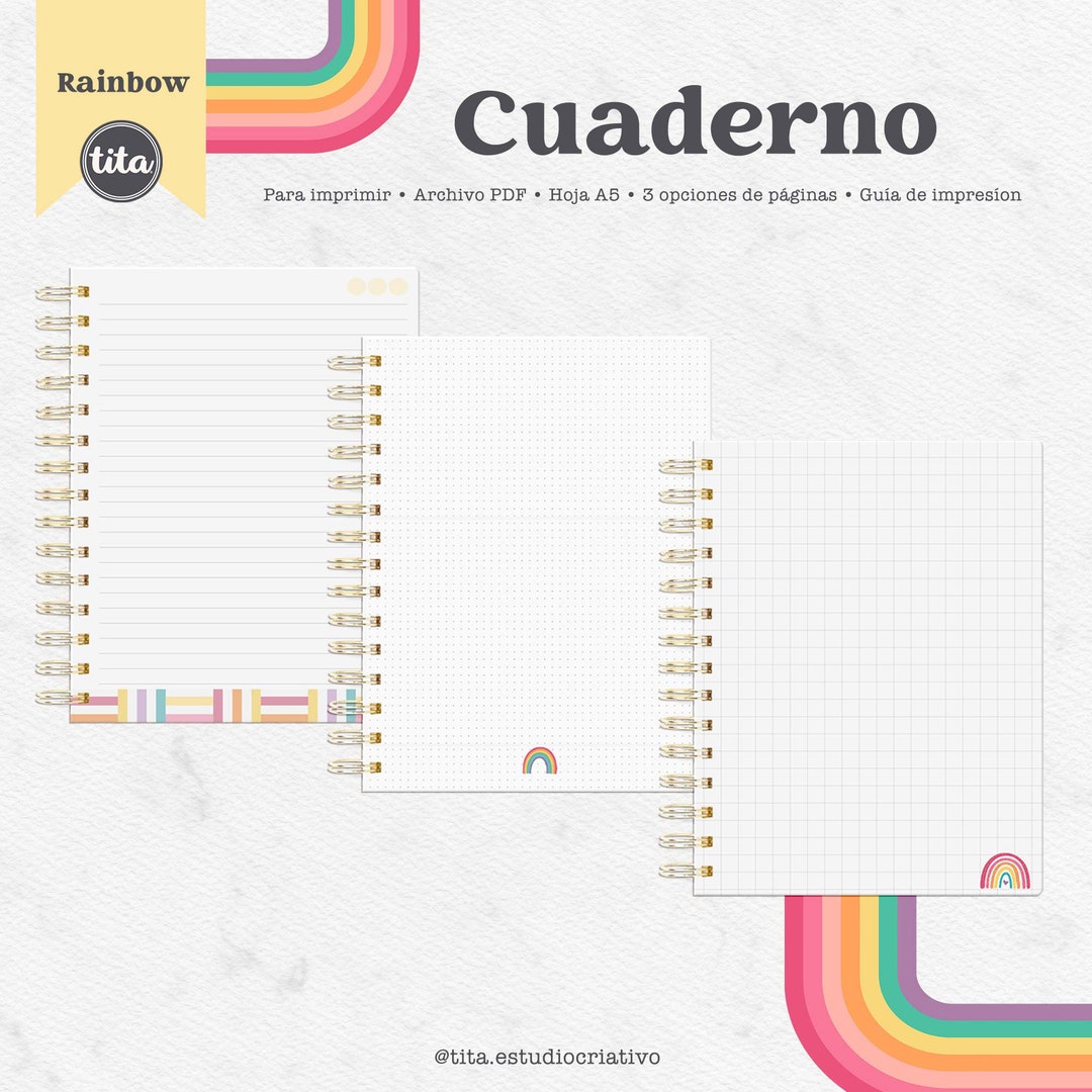 Printable Notes, Rainbow Stationary, A5 Pdf Files, Instant Download ...