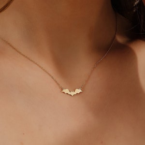 Tiny Cute Gold Bat Necklace, Minimalist Gothic Necklace, Simple Necklace, Gift for Her, Birthday Gifts, QA45