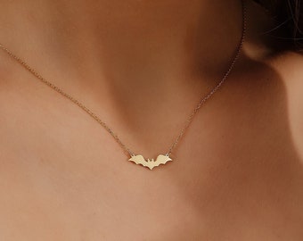 Tiny Cute Gold Bat Necklace, Minimalist Gothic Necklace, Simple Necklace, Gift for Her, Birthday Gifts, QA45