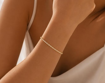 14K Gold Filled Diamond Tennis Bracelet, Wedding Bracelet Women, QA127