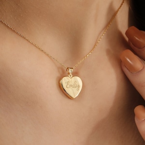 14K Gold Heart Locket Necklace, Photo Necklace, Heart Locket, Personalized Jewelry, Gift for Her, Mothers Day Gifts, QA32 image 1