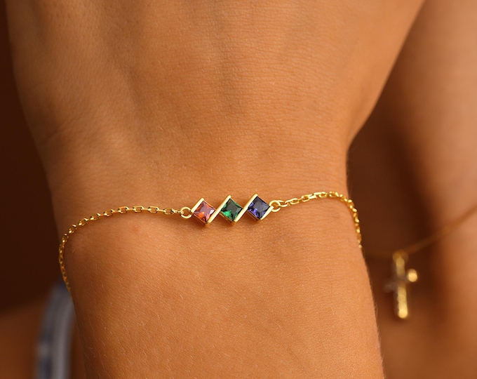 14K Gold Filled Birthstone Bracelet: Custom Mother's Day Jewelry