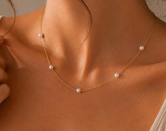 Pearl Necklace, Bridesmaid Gift, Bridal Jewelry, Freshwater Pearl Choker, QA001