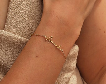 Personalized Name Bracelet: Dainty Gold Filled Satellite Chain
