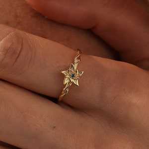 14K Gold Birthstone Ring: Custom Floral Design, Meaningful Jewelry