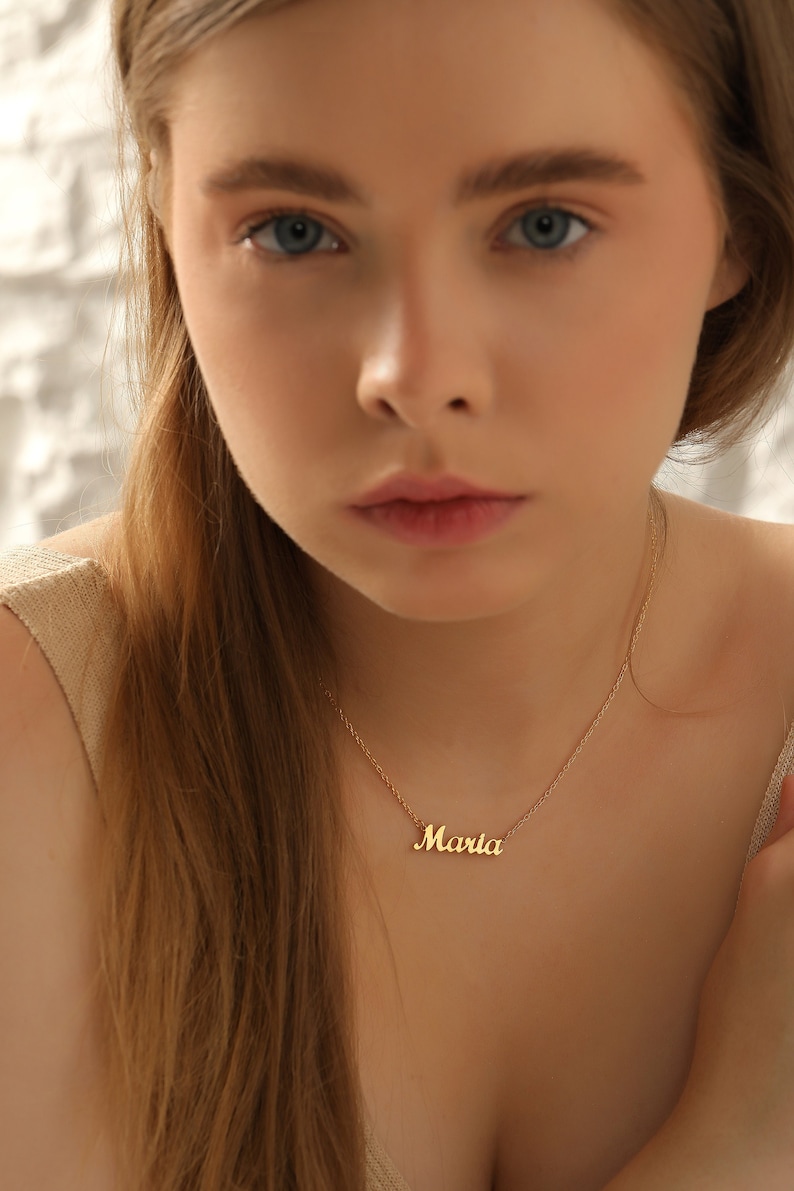 14K Gold Name Necklace Necklace for Women Minimalist Cute Etsy