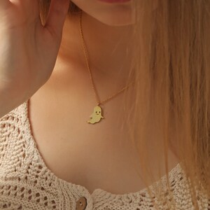 925K Sterling Silver Ghost Necklace, Halloween Necklace Gift, Dainty ...