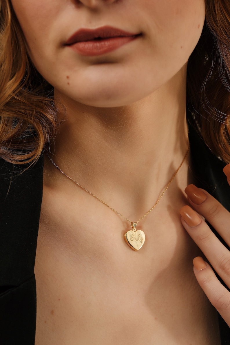 14K Gold Heart Locket Necklace, Photo Necklace, Heart Locket, Personalized Jewelry, Gift for Her, Mothers Day Gifts, QA32 image 1