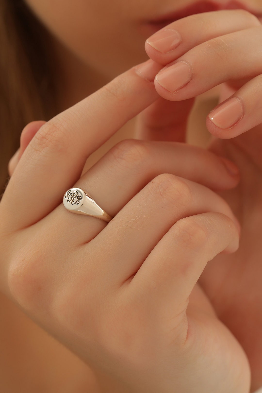 925K Sterling Silver Initial Ring, Personalized Ring,