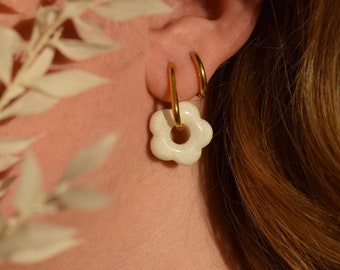 Interchangeable Fiora glitter hoop earrings - flower tassels