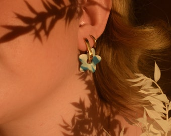 Interchangeable Stella hoop earrings - flower tassels - stars