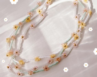 keari - POSIE Perlenkette, Gänseblümchen Perlenschmuck, Miyuki-/ Glasperlen, personalisierbar