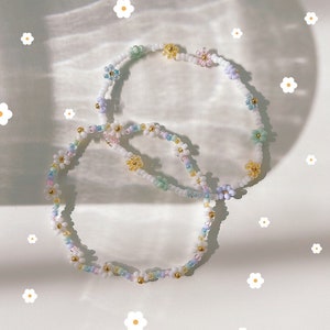 keari - DAISY pearl bracelet pastel rainbow, daisy pearl jewelry, Miyuki/ glass beads