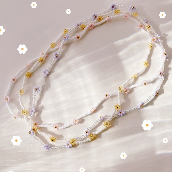 keari - DAISY Perlenkette, Choker, Gänseblümchen Perlenschmuck, Miyuki-/ Glasperlen, personalisierbar