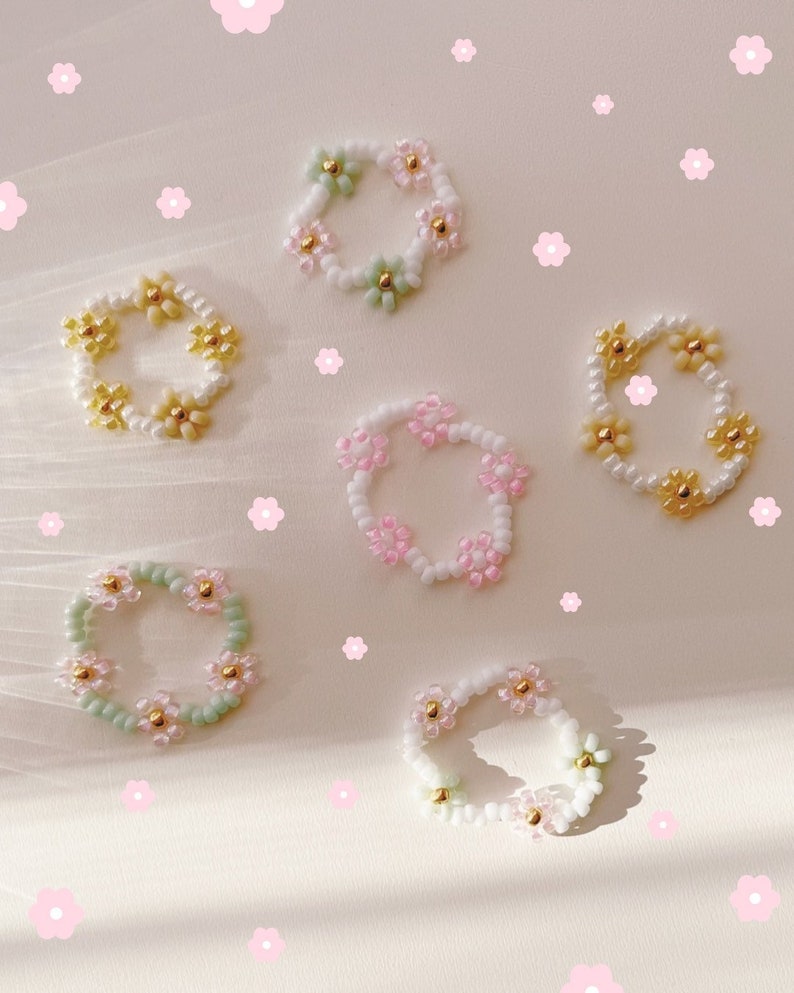 keari DAISY beaded ring, daisy, beaded ring, beaded jewelry, Miyuki/ glass beads, personalisable image 1