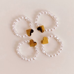 keari - LOVIE Ring mit Herz und Imitationsperlen, gold/ silber, Perlenschmuck