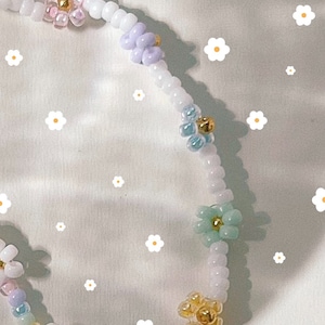 keari DAISY Perlenarmband pastell Regenbogen , Gänseblümchen Perlenschmuck, Miyuki/ Glasperlen regenbogen/gold