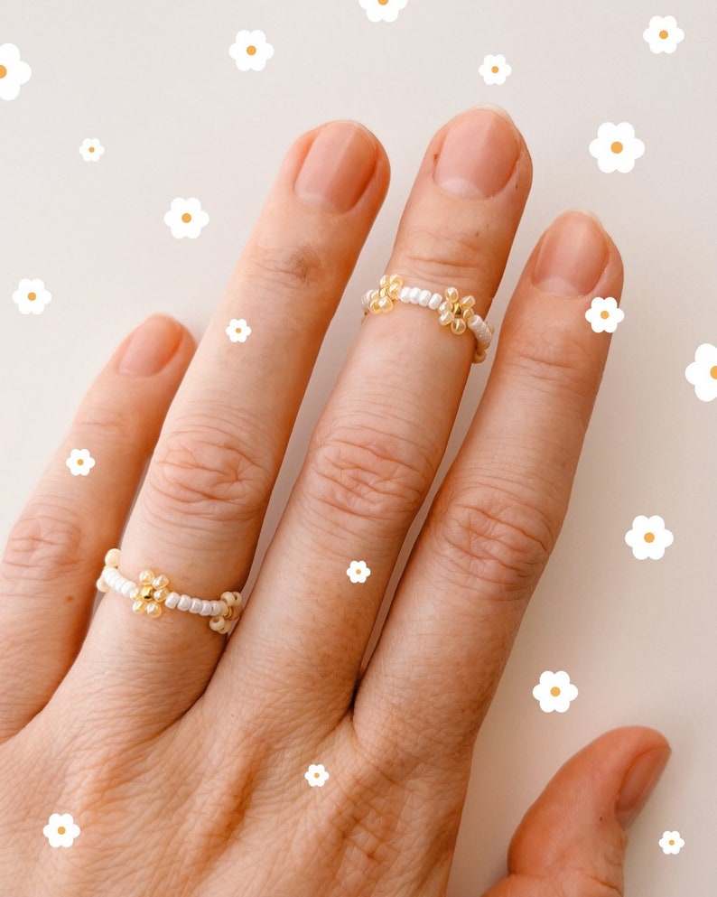 keari DAISY beaded ring, daisy, beaded ring, beaded jewelry, Miyuki/ glass beads, personalisable image 4