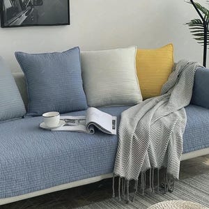 Nordic Cotton Sofa Cover, Quilted Sectional Couch Slipcover