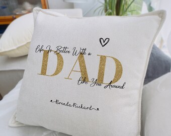 Personalized Throw Pillow for Dad, With Text Pillowcase, a Father’s Day Gift for Dad