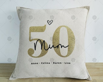 Mum’s 50th 60th 70th Birthday Pillow, Personalized Pillowcase, a Gift for Mum, Custom Unique Gift