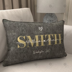 Housewarming Gift for the “Smith” Family, 12x20’’ Lumbar Pillow, Unique Home Decor, Sofa Throw Pillow