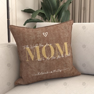 Almohada con nombre personalizada para mamá: regalo de inauguración de la casa personalizado, idea para el Día de la Madre, almohada cuadrada