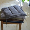Linen Cotton Blend Chair Cushion with Ties - Comfortable Square Seat