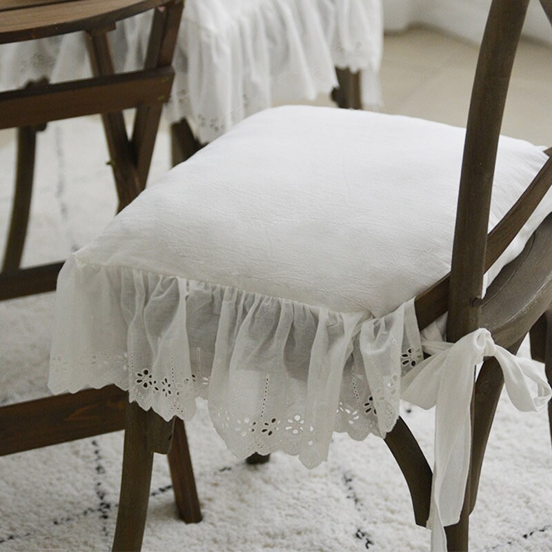 French Style White Embroidered Lace Chair Cover Rustic Etsy