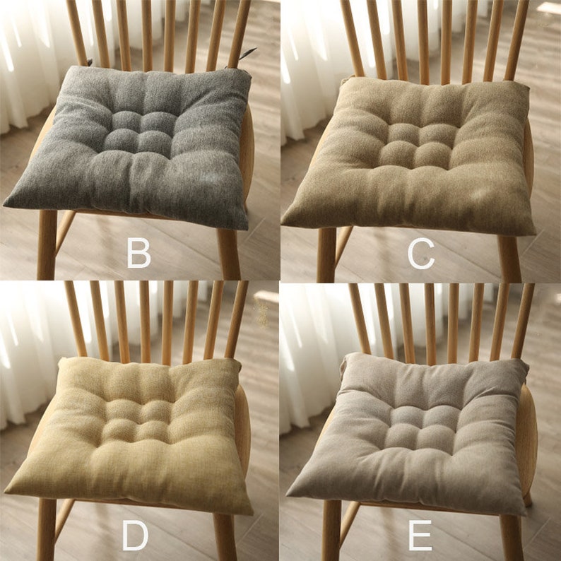 9 Colors Cotton and Linen Chair Pad With Ties Farmhouse Etsy