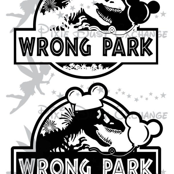 Parque equivocado, dos opciones, Jurásico, Salto de parque, Dinosaurio, Svg, Png, Jpeg, Dxf