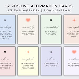 52 Positive Affirmation cards printable | Vision Board Printables | Cards for Law of Attraction | Manifesting Kit | Self Care Printables