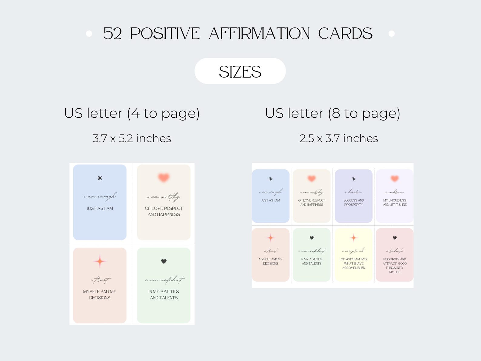 52 Positive Affirmation Cards Printable | Vision Board Printables ...