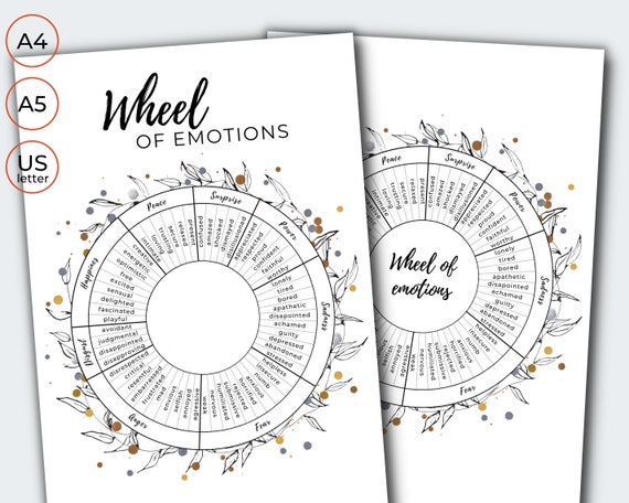 wheel of emotions printable feelings wheel pdf daily etsy